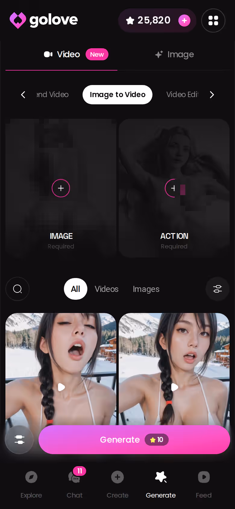 Image to Video on mobile: pick a photo, get a clip, and this is where Stars get spent.