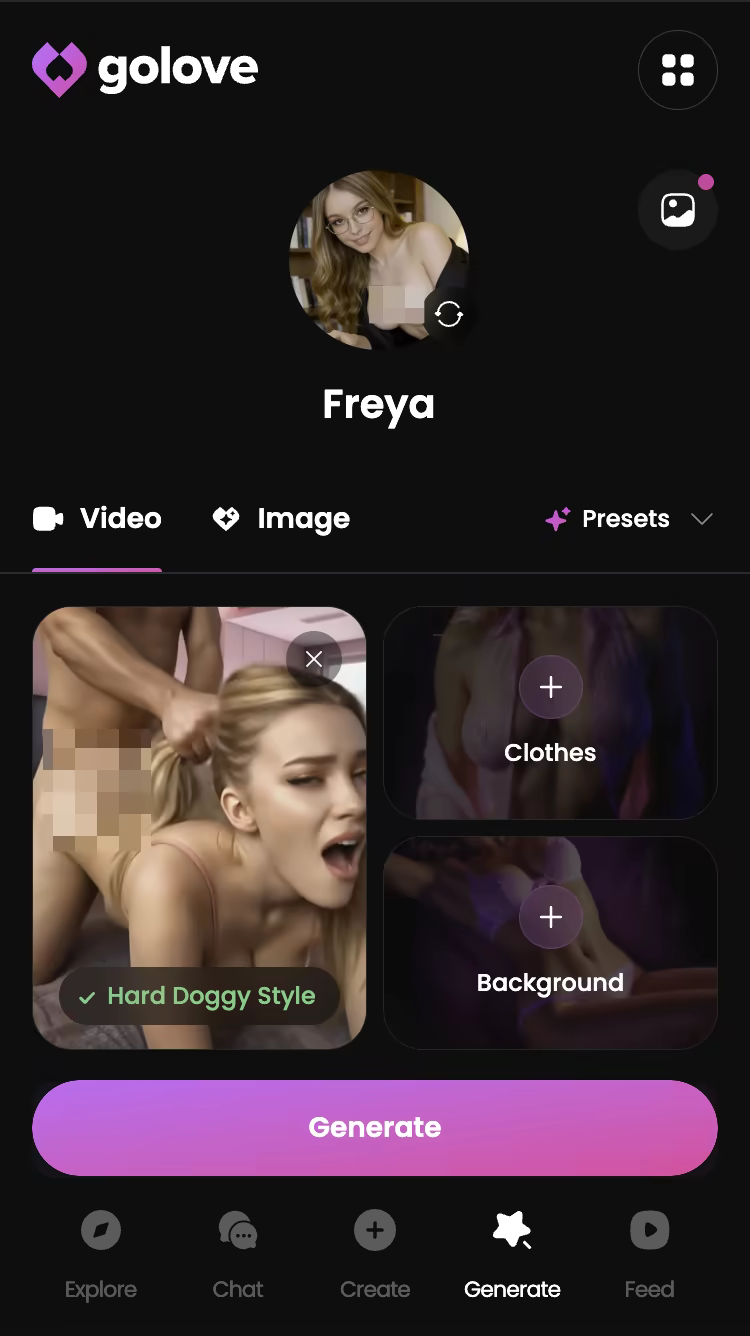 Choosing a video action for a clip on mobile